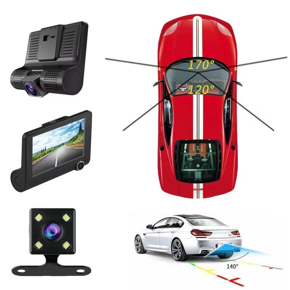 Solobesafe Three Cameras 4inch 3 Lens Car DVR 1080P Auto Camera Triple Lens Car - Picture 3 of 8